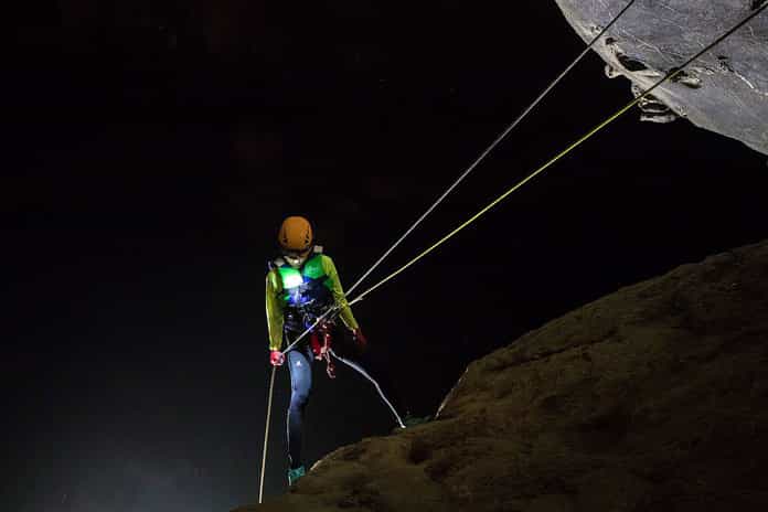 Abseiling in Tu Lan Cave