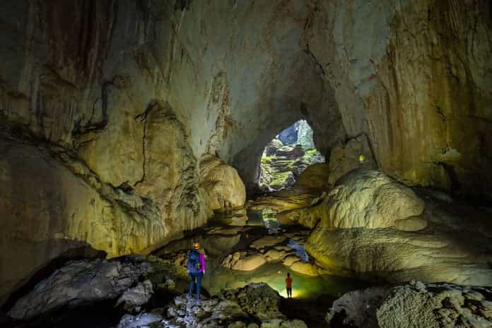 The scene inside Son Doong Cave.