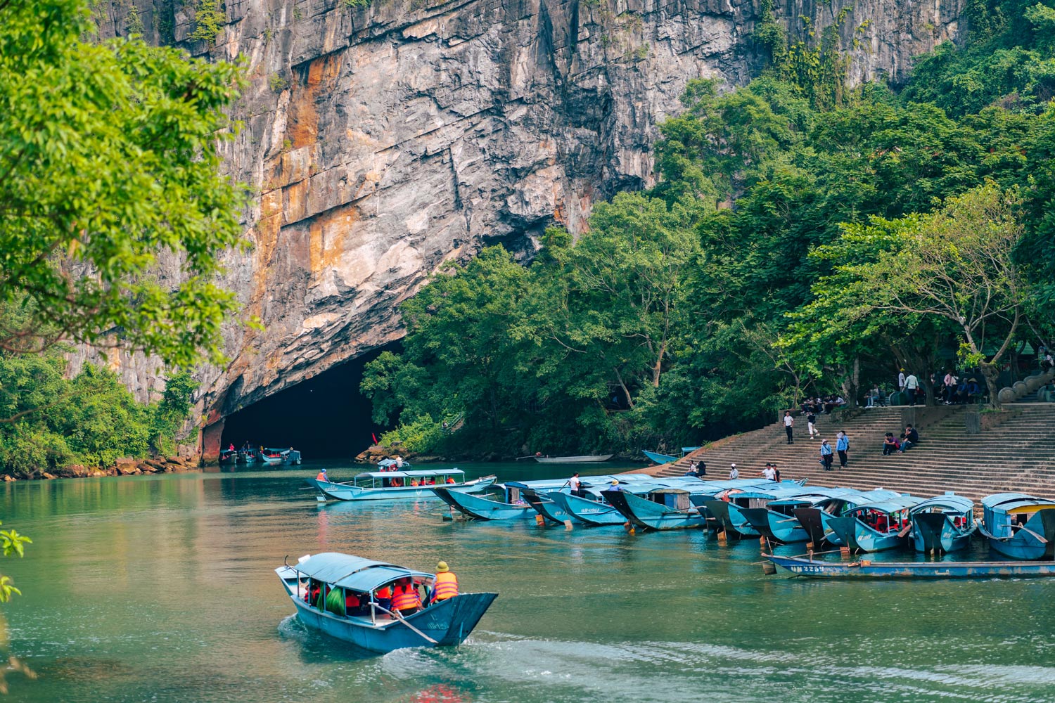 Phong Nha Cave in tourist season.