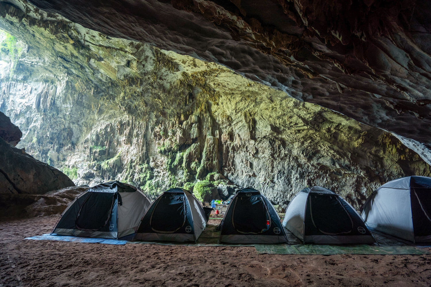 Camping gear is provided on Hang Ba deep jungle expedition tour.