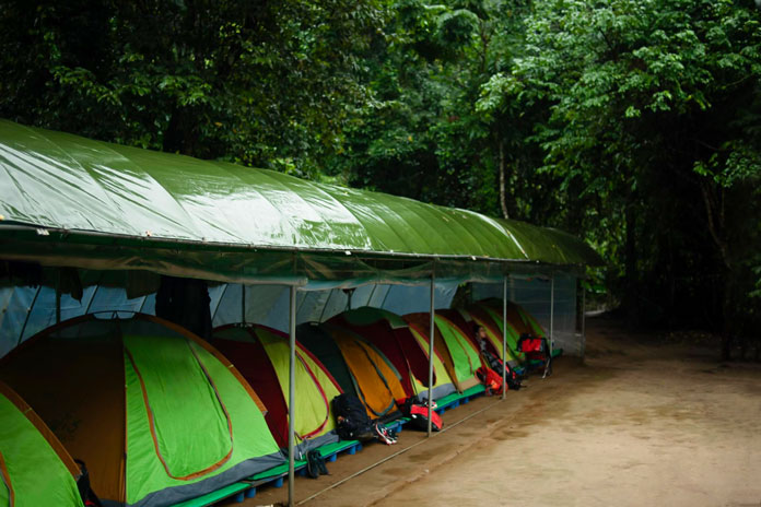 Tents provided at campsites of Tu Lan Cave System.
