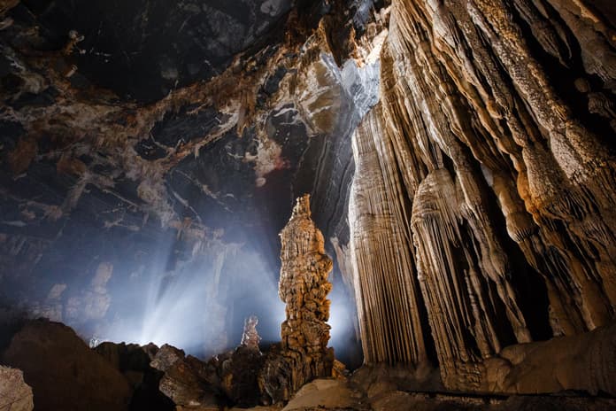 Beautiful cave formations inside Hang Tien 2.
