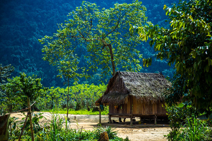 A wooden house of Bru - Van Kieu people.