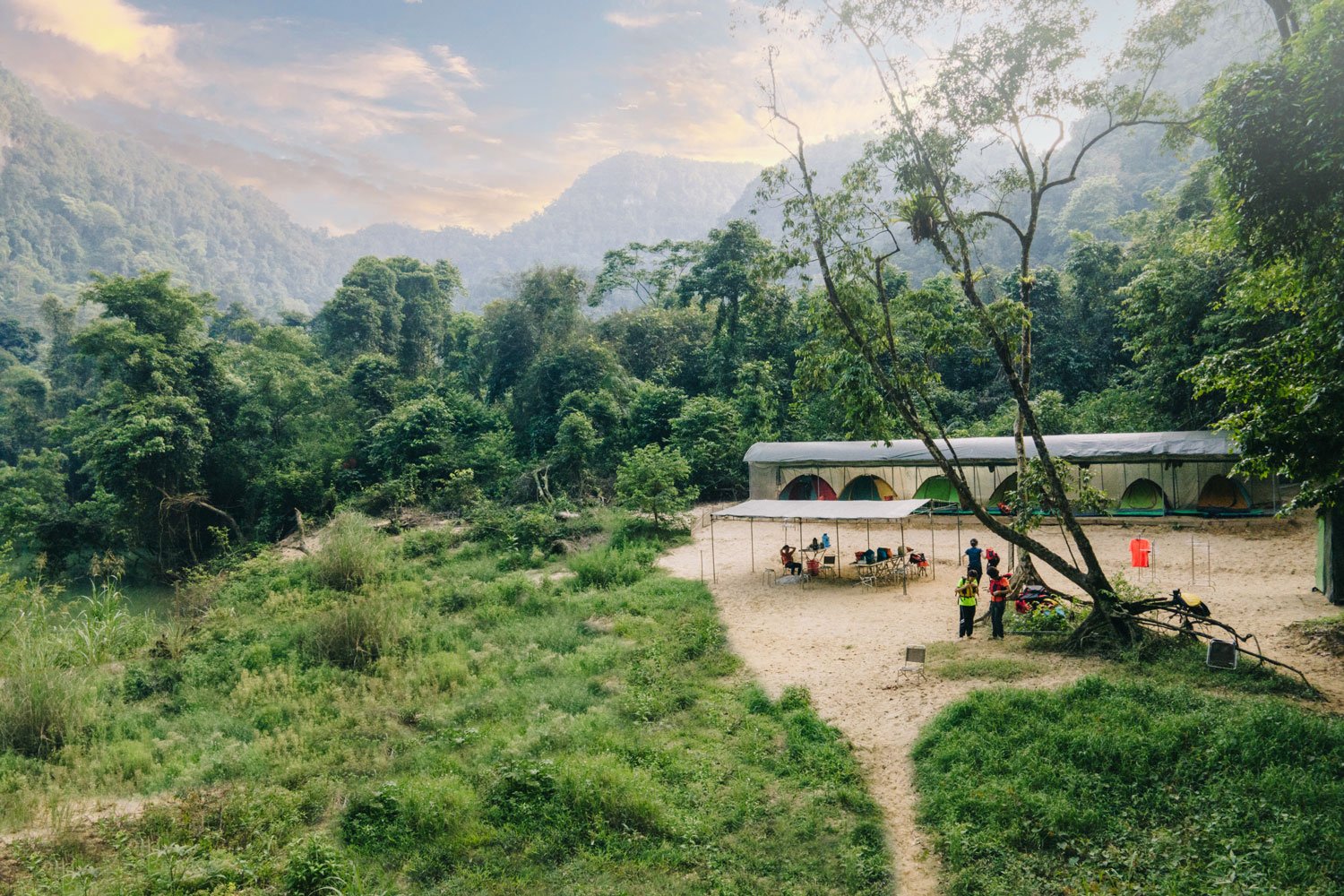 Set up camp in the heart of Vietnam's wilderness, surrounded by towering mountains, pristine lakes, and lush forests.