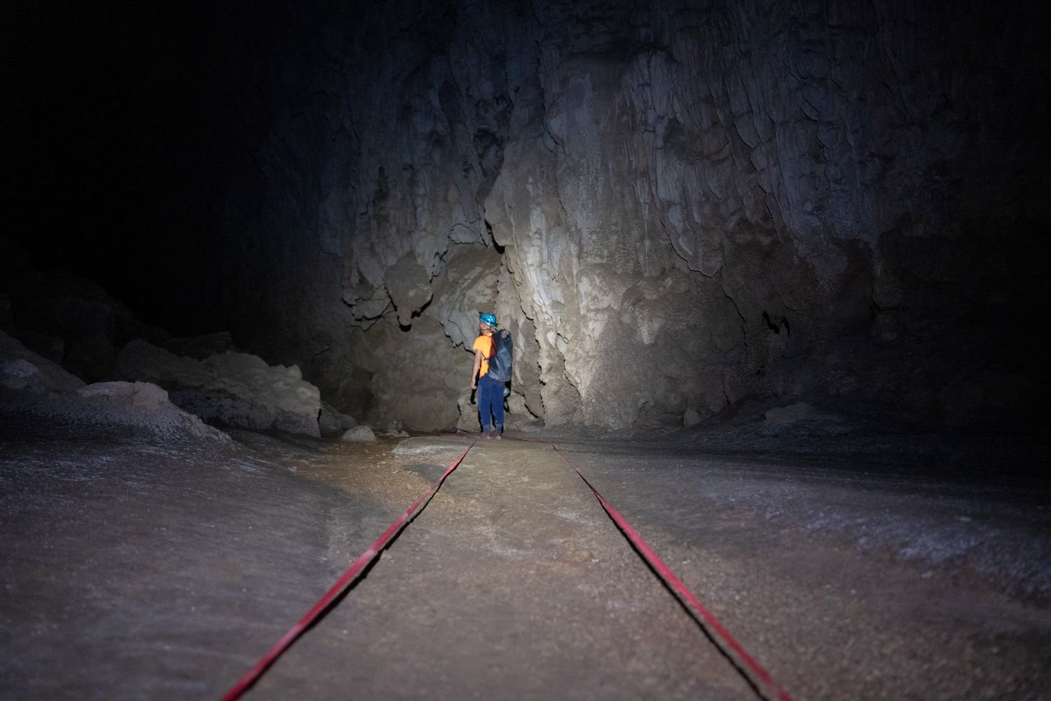 To avoid damaging the cave floor, separate paths will be marked.
