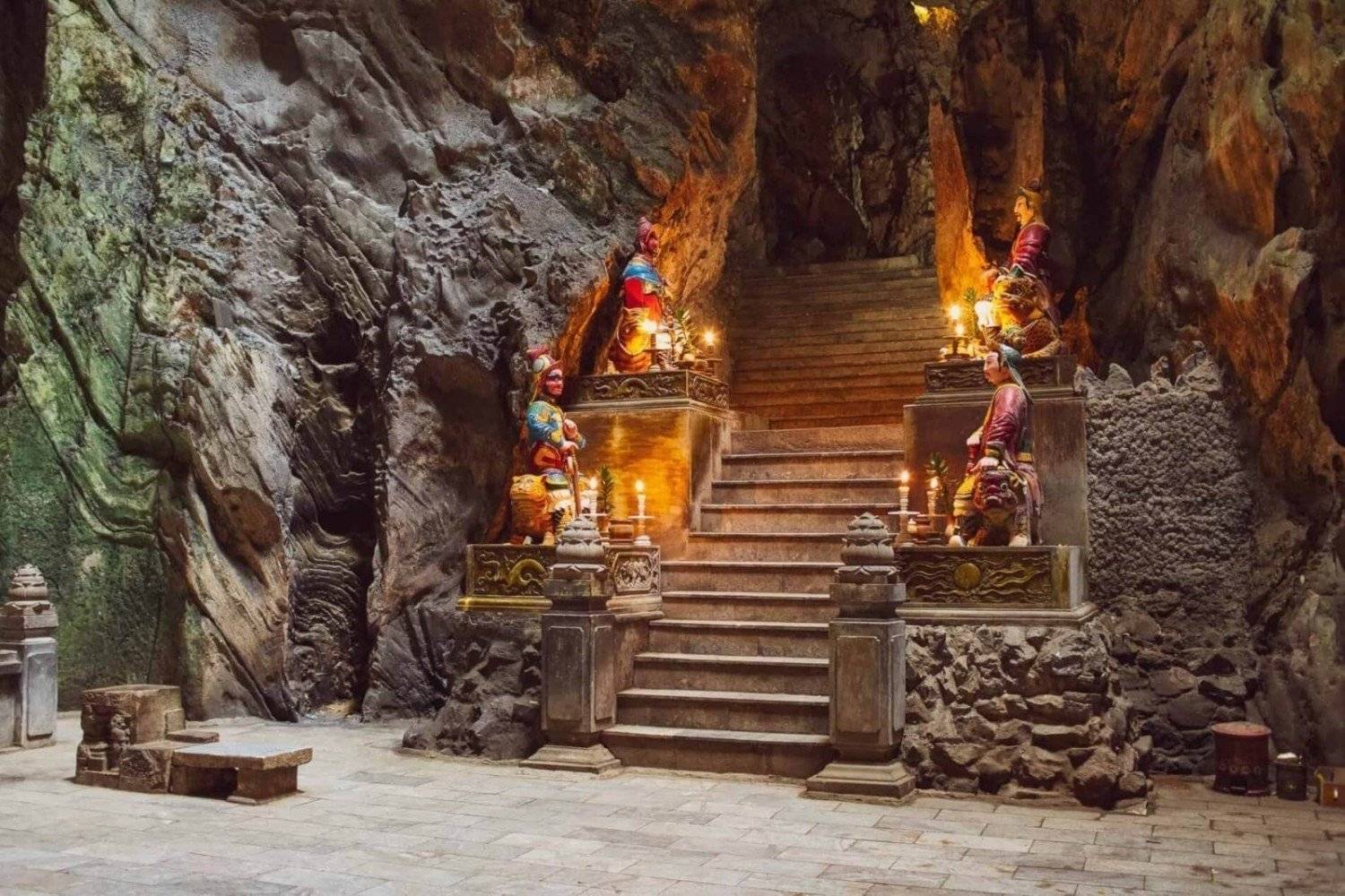 Marble Mountains feature caves and pagodas, offering a spiritual and adventurous exploration.